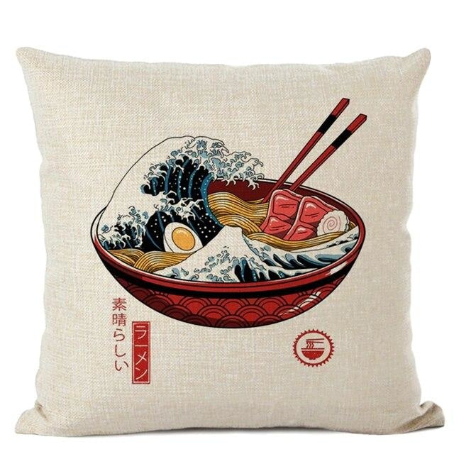 Housse Coussin Japonais - Wave Ramen - 45x45CM
