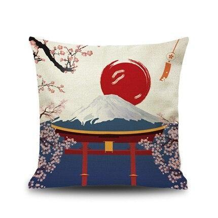 Housse de Coussin Japonais - Torii & Mont Fuji