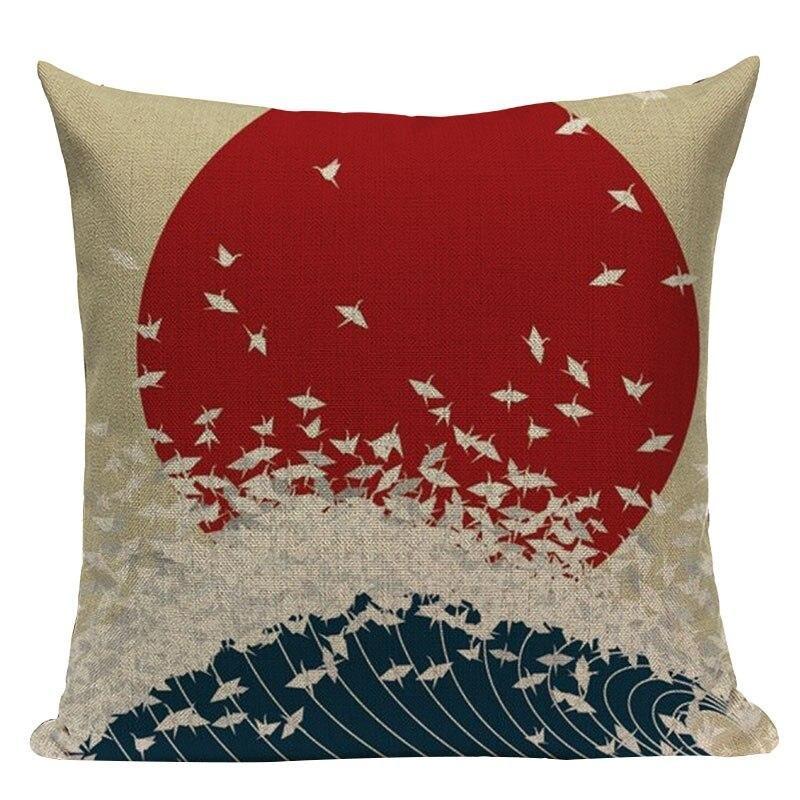 Housse de Coussin Motif Japonais Oritsuru