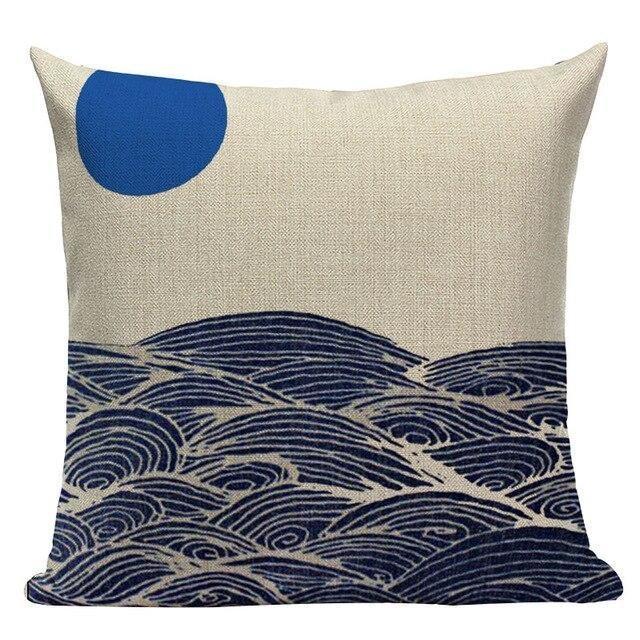 Housse de Coussin Style Japonais - Mer Calme