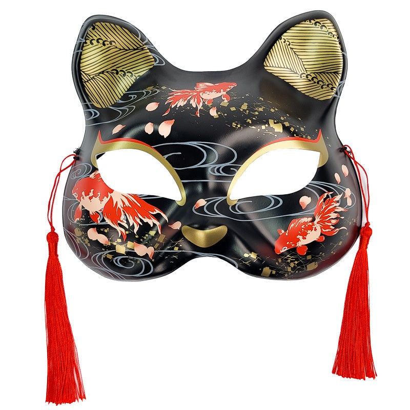 Masque Chat Japonais Noir et Rouge