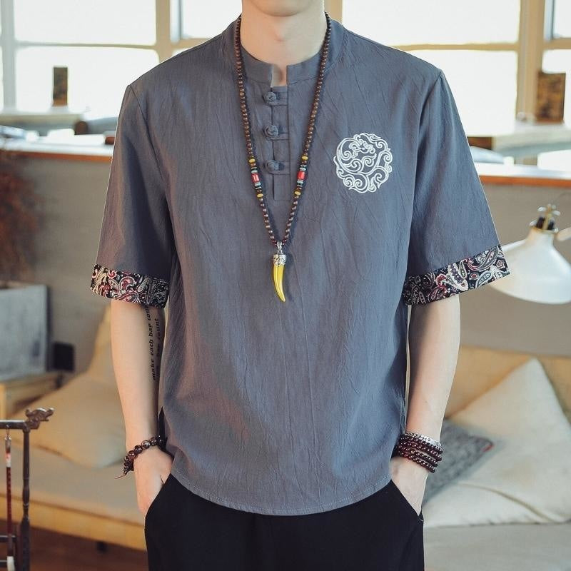 T-shirt Samouraï Japonais - Bleu / M