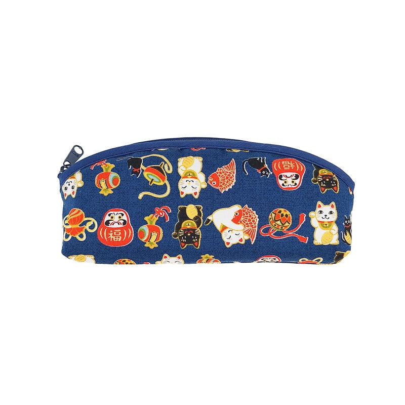 Trousse Coton Motif Japonais - Bleu