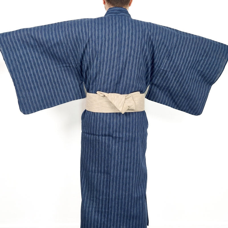 Yukata Japonais Rayé Bleu