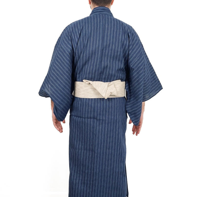 Yukata Japonais Rayé Bleu