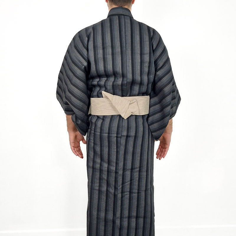 Yukata Japonais Rayé Noir