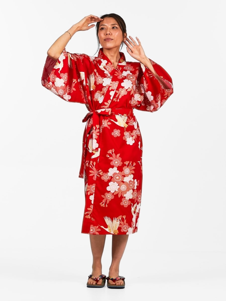 Kimono Happi Femme Sakura to Tsuru - Taille unique