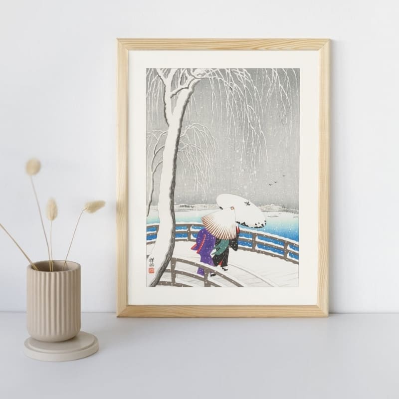 Affiche Japonaise Pont Sous la Neige - A3
