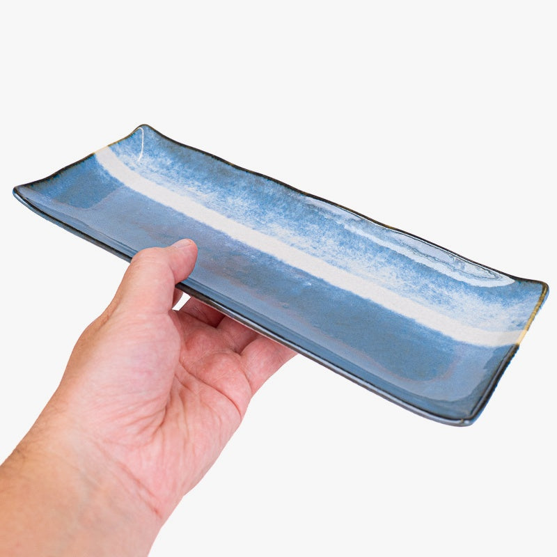 Assiette Japonaise Rectangulaire Bleue