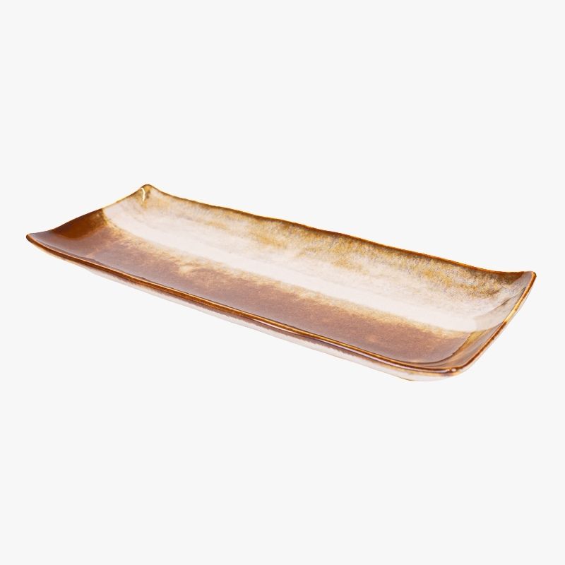 Assiette Japonaise Rectangulaire Marron