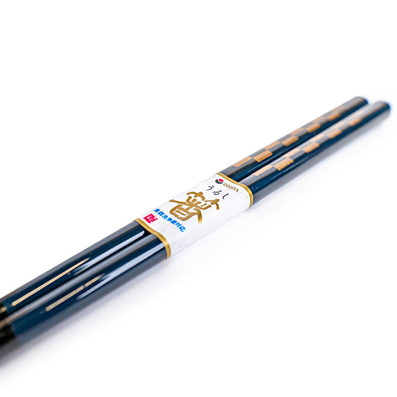Baguettes Japonaises Bleu Nuit Ichimatsu Doré