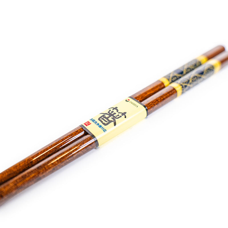 Baguettes Japonaises Bois Motif Doré
