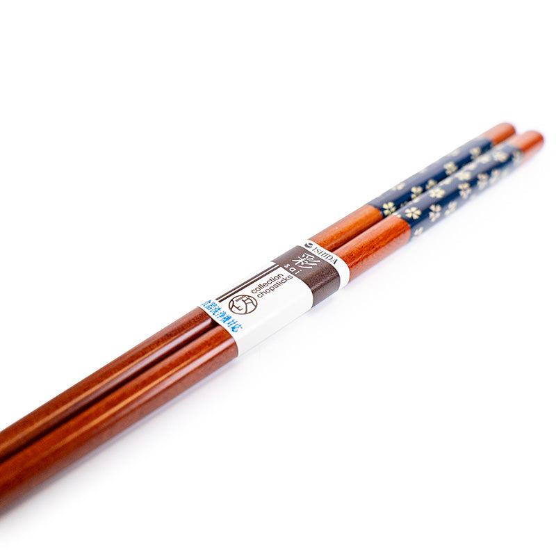 Baguettes Japonaises Motif Fleurs de Cerisier Bleu