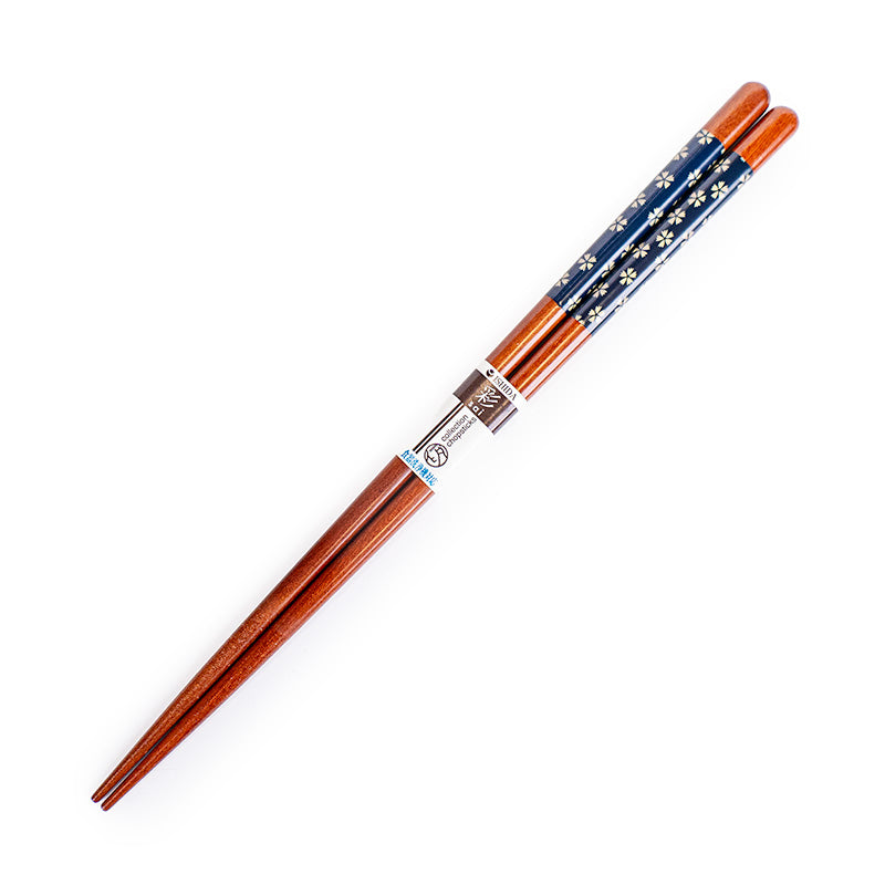 Baguettes Japonaises Motif Fleurs de Cerisier Bleu