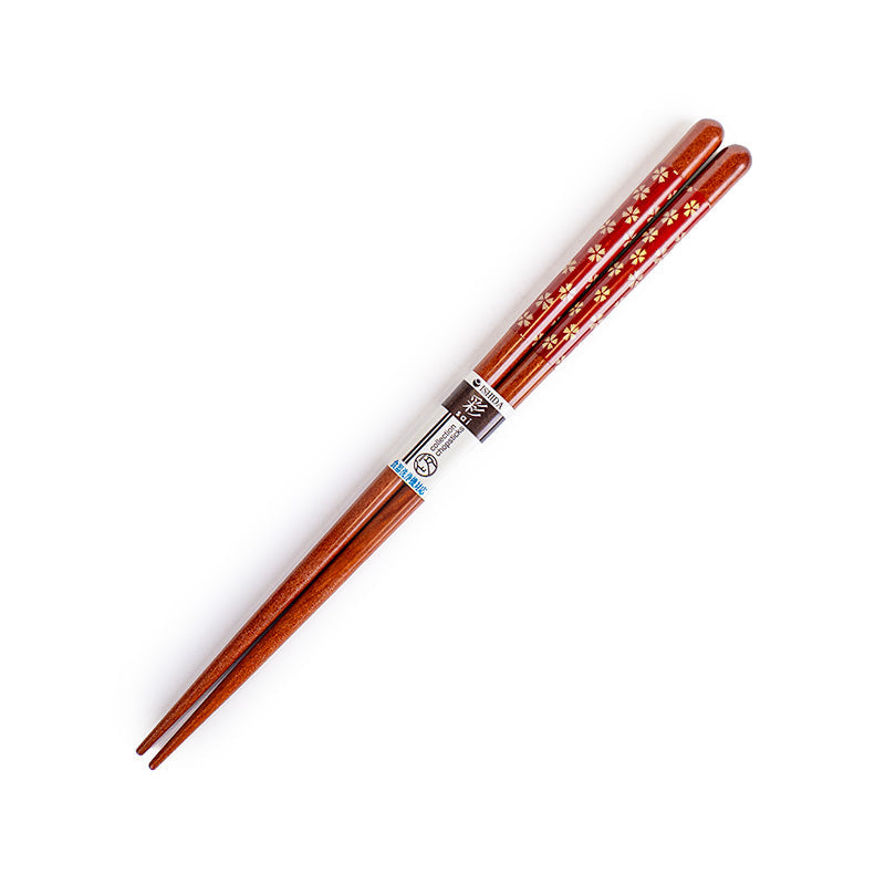 Baguettes Japonaises Motif Fleurs de Cerisier Rouge