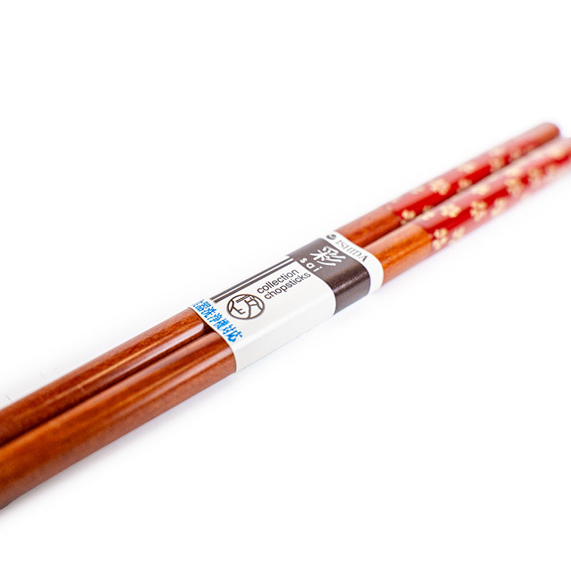 Baguettes Japonaises Motif Fleurs de Cerisier Rouge