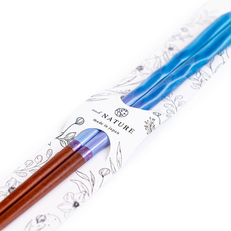 Baguettes Japonaises Ondulées Bleu Pailleté