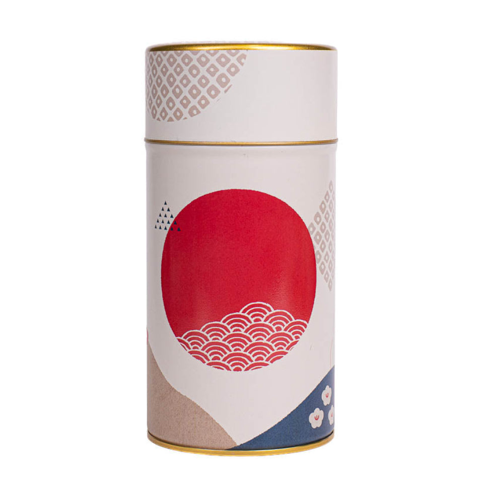 Boîte à Thé Japonaise en Métal Soleil et Vagues
