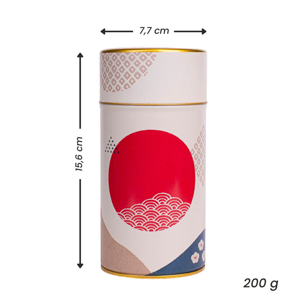 Boîte à Thé Japonaise en Métal Soleil et Vagues