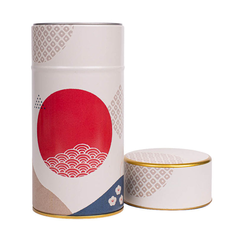 Boîte à Thé Japonaise en Métal Soleil et Vagues