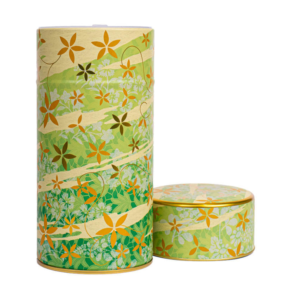 Boîte à Thé Métal Imprimé Floral Vert