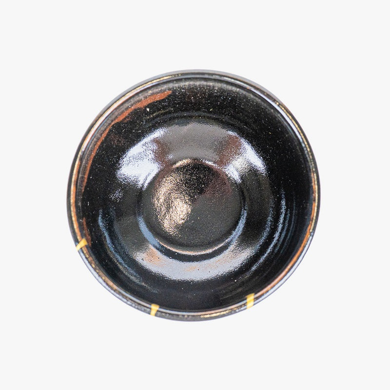 Bol à Matcha Japonais Noir Kintsugi