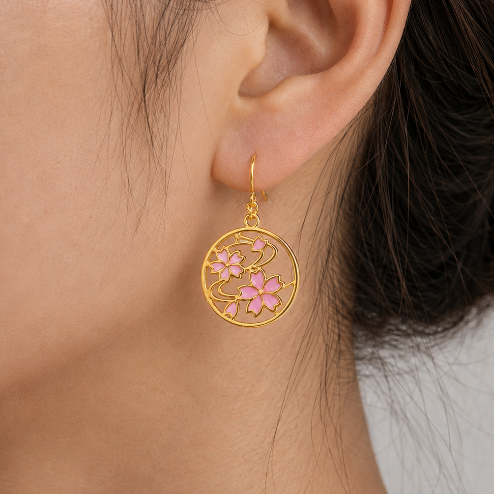 Boucles d’Oreilles Japonaises Ajourées Sakura
