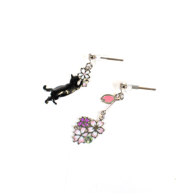 Boucles d’Oreilles Japonaises Chat Noir
