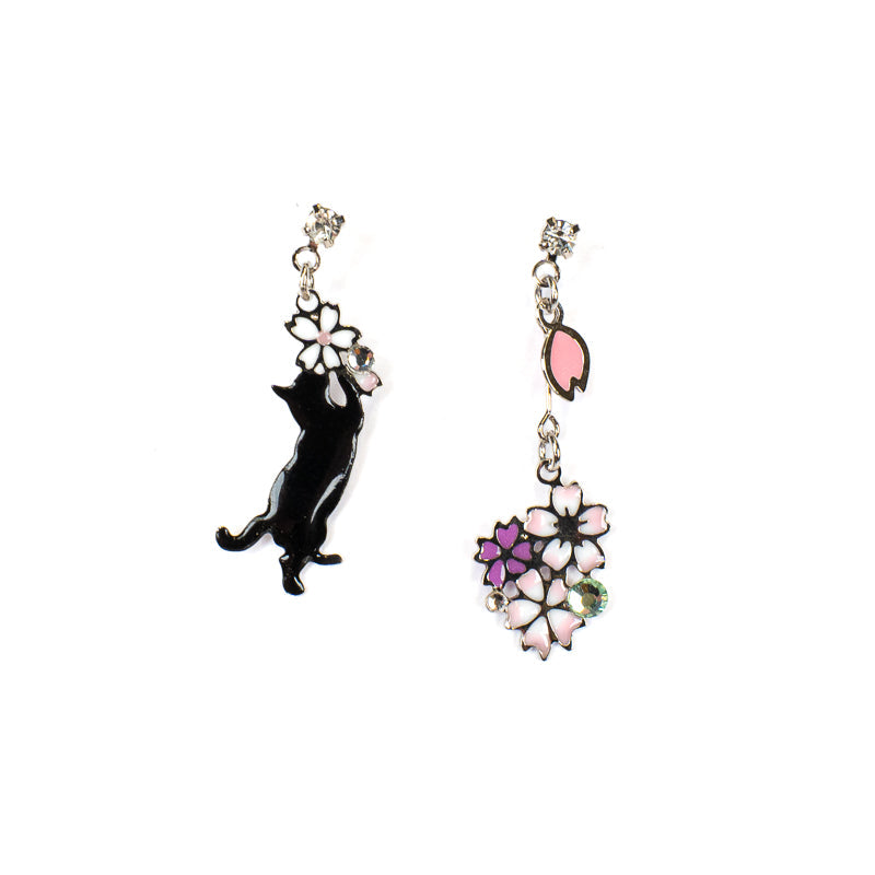 Boucles d’Oreilles Japonaises Chat Noir