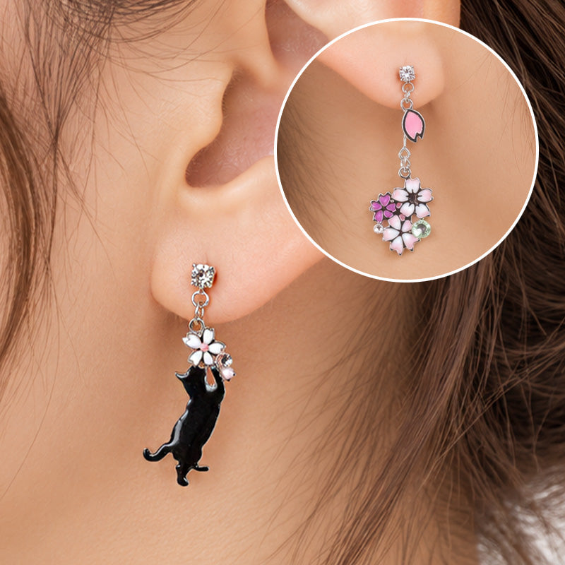 Boucles d’Oreilles Japonaises Chat Noir