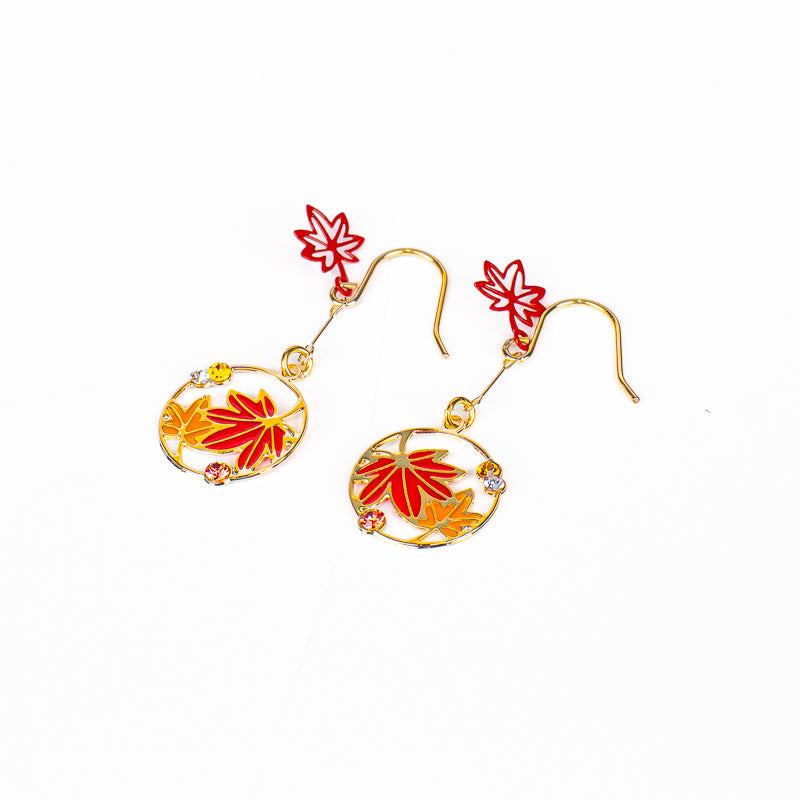 Boucles d’Oreilles Japonaises Feuilles d’Automne