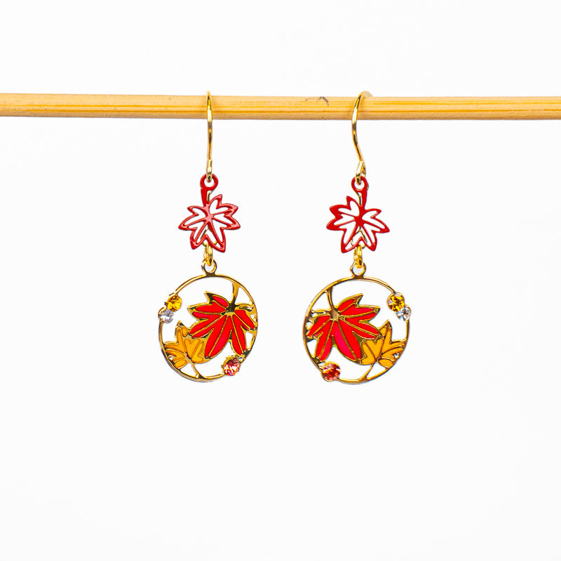 Boucles d’Oreilles Japonaises Feuilles d’Automne