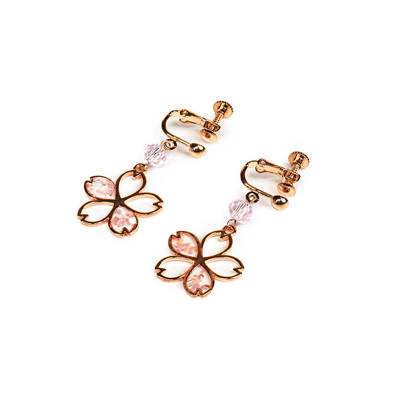 Boucles d’Oreilles Japonaises Fleur de Cerisier Pince (oreilles non-percées)