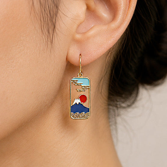 Boucles d’Oreilles Japonaises Mont Fuji