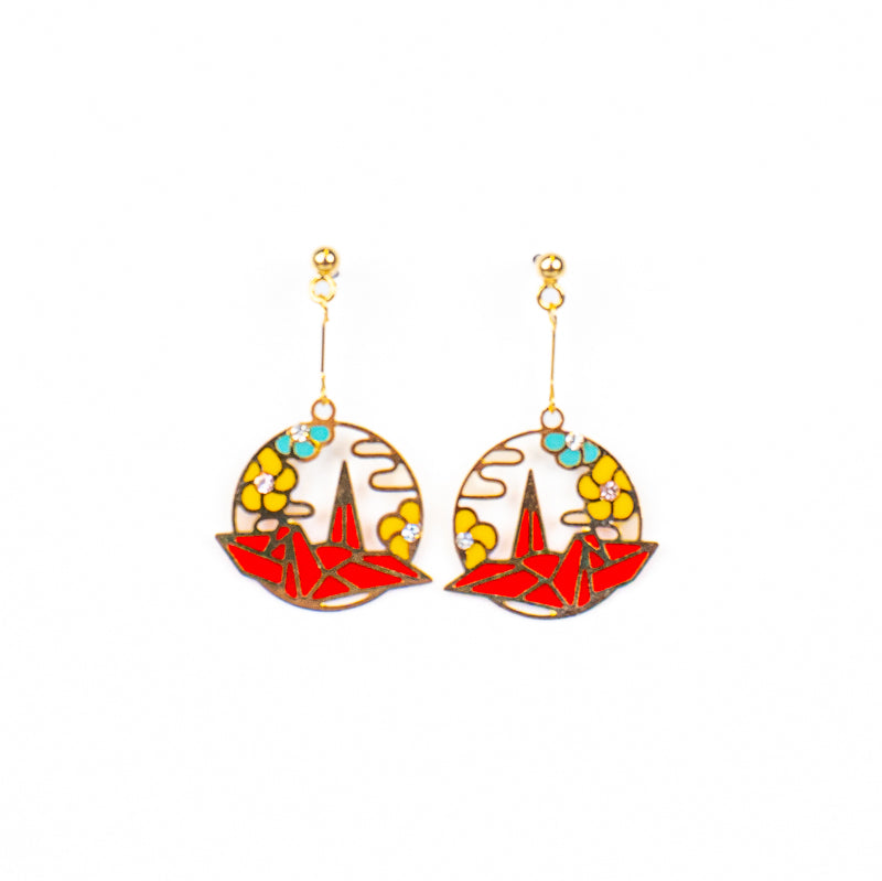 Boucles d’Oreilles Japonaises Origami Rouge