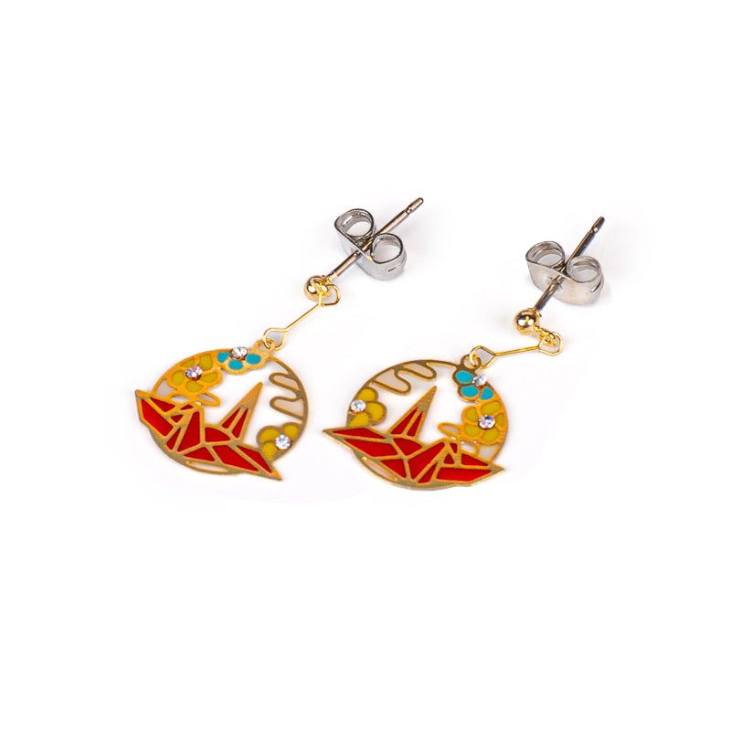 Boucles d’Oreilles Japonaises Origami Rouge