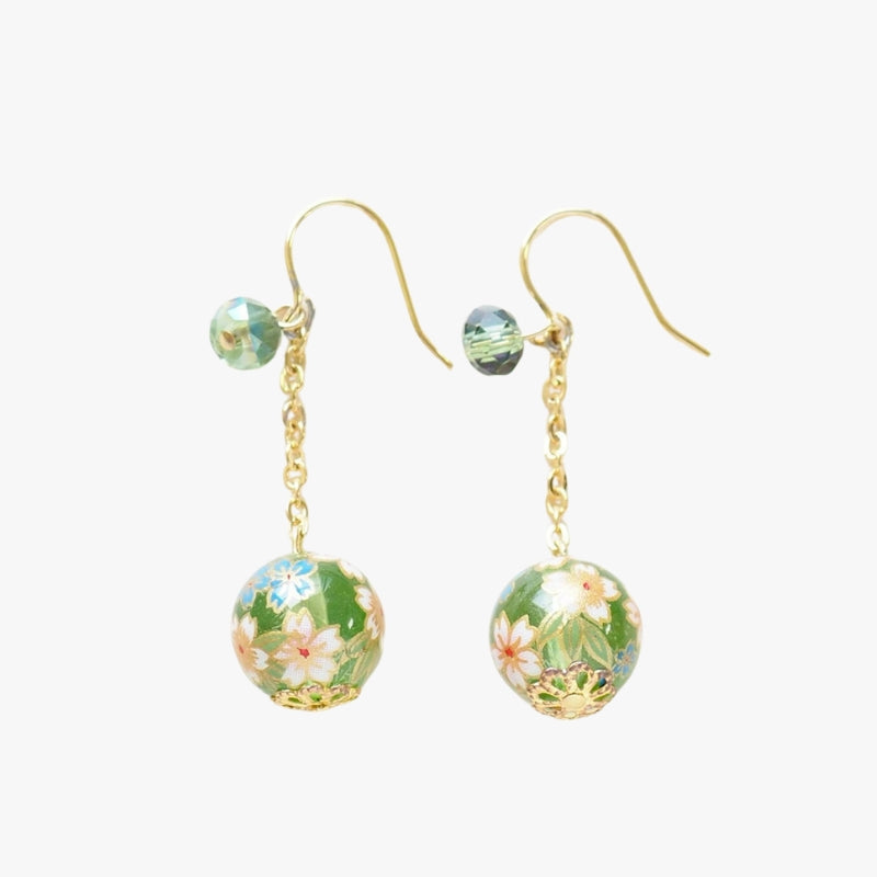 Boucles d’Oreilles Japonaises Pendantes - Vert