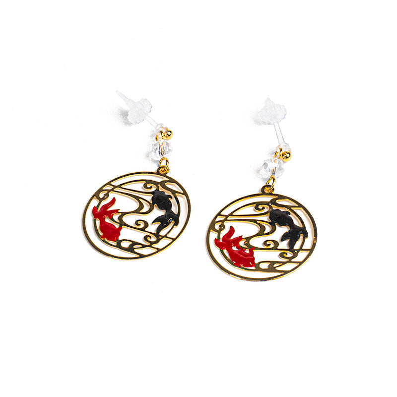 Boucles d’Oreilles Japonaises Poissons Rouge & Noir