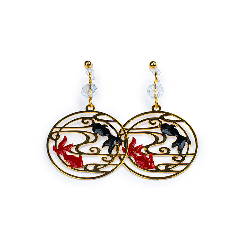 Boucles d’Oreilles Japonaises Poissons Rouge & Noir