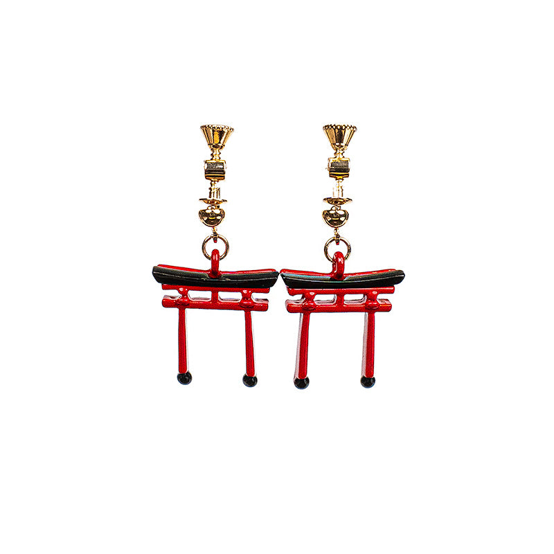 Boucles d’Oreilles Japonaises Porte Torii Rouge