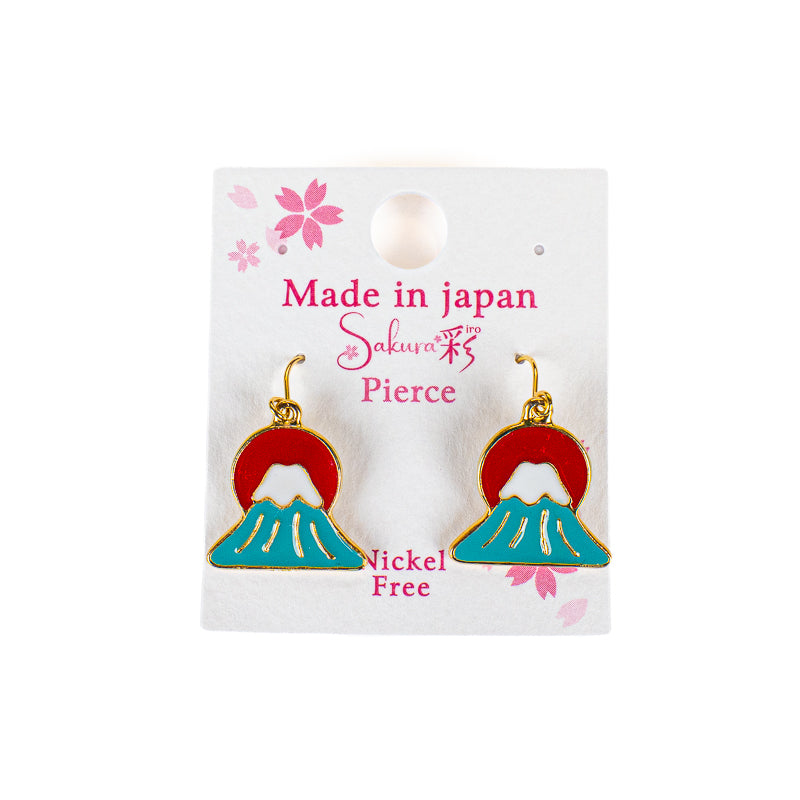Boucles d’Oreilles Japonaises Soleil et Mont Fuji