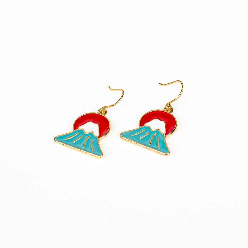 Boucles d’Oreilles Japonaises Soleil et Mont Fuji
