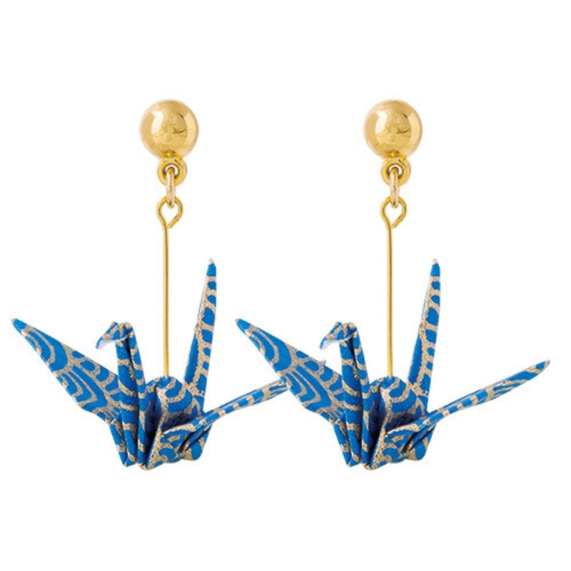 Boucles d’Oreilles Origami Bleu