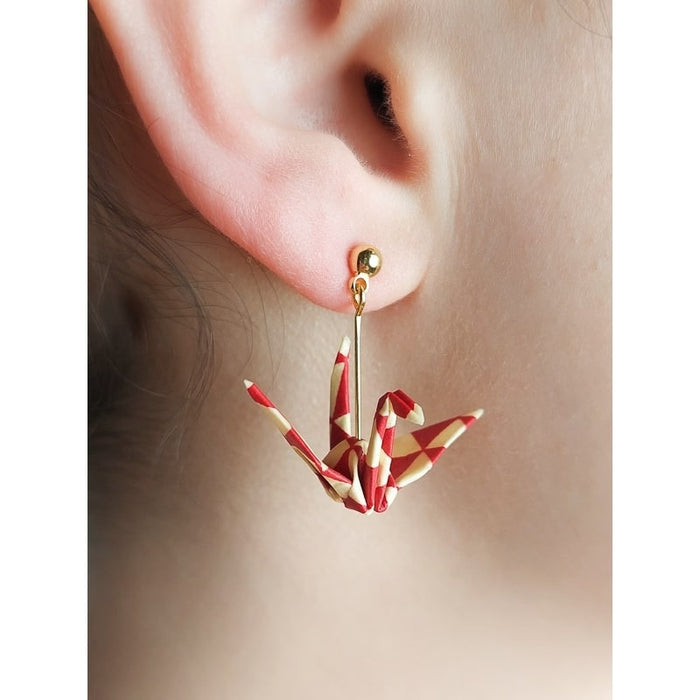 Boucles d'Oreilles Origami Rouge