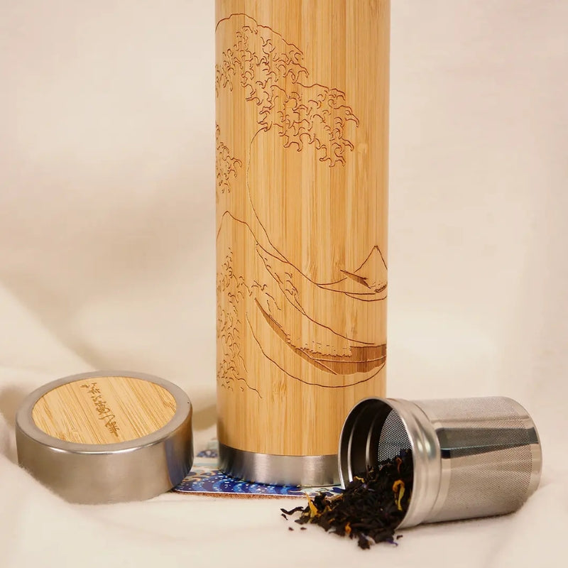 Bouteille à Thé en Bambou Grande Vague de Kanagawa - 400ml