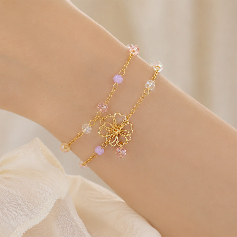 Bracelet Japonais Double Chaîne Sakura
