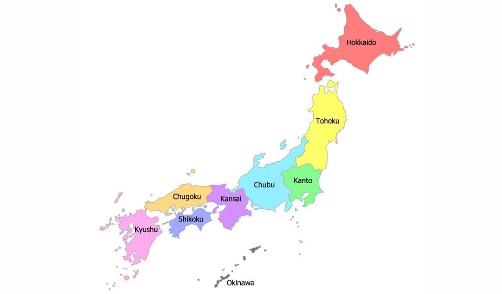 carte Japon régions