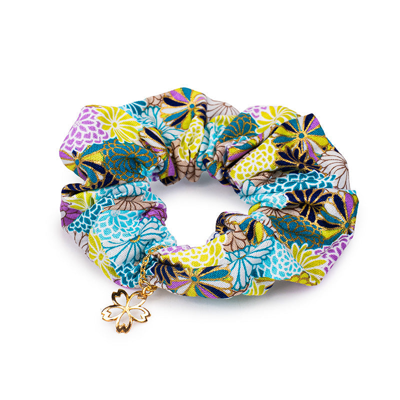 Chouchou Scrunchie Japonais Bleu