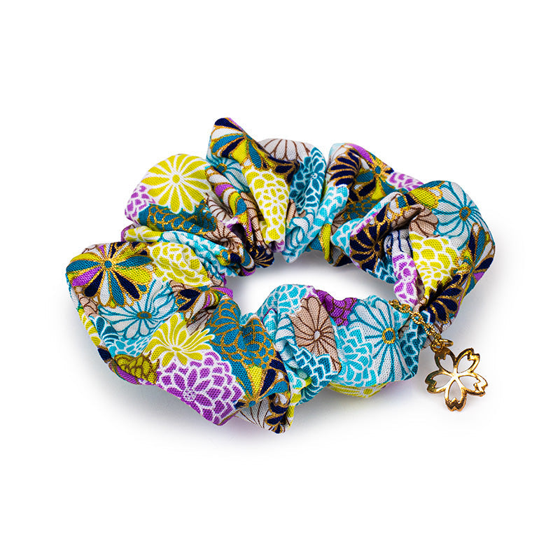 Chouchou Scrunchie Japonais Bleu