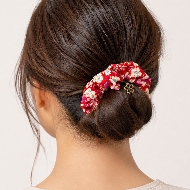 Chouchou Scrunchie Japonais Fleuri